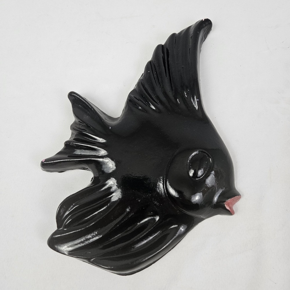MCM Angel Fish Wall Hanging Plaque Ceramicraft Tropic Treasures Kitsch Decor